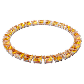 Millenia Necklace, Square Cut Crystals, Yellow, Gold-tone Plated