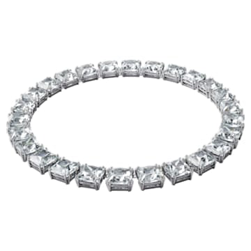 Millenia Necklace, Square Cut Crystals, White, Rhodium Plated