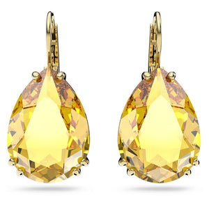 Millenia Earrings, Pear Cut Crystal, Yellow, Gold-tone Plated