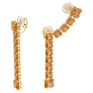 Millenia Earrings, Square Cut Crystals, Yellow, Gold-tone Plated