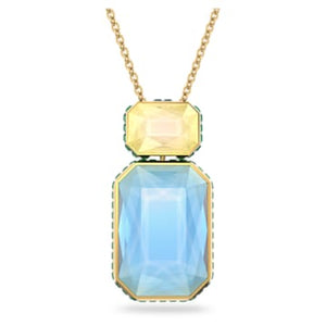 Orbita Necklace, Octagon Cut Crystal, Multicolored, Gold-tone Plated