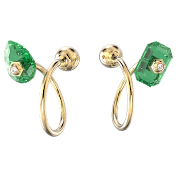 Studiosa Earrings, Green, Gold-tone Plated