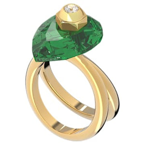 Studiosa Ring, Pear Cut Crystal, Green, Gold-tone Plated