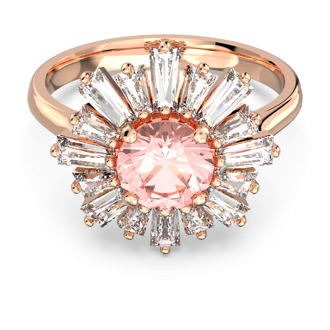 Sunshine ring, Pink, Rose gold-tone plated
