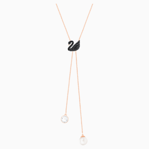 ICONIC SWAN:NECKLACE DOUBLE Y JET/ROS