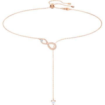 Swarovski Infinity Y Necklace, White, Rose-gold tone plated