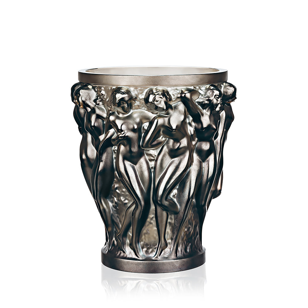 Lalique Crystal Bacchantes Vase Bronze